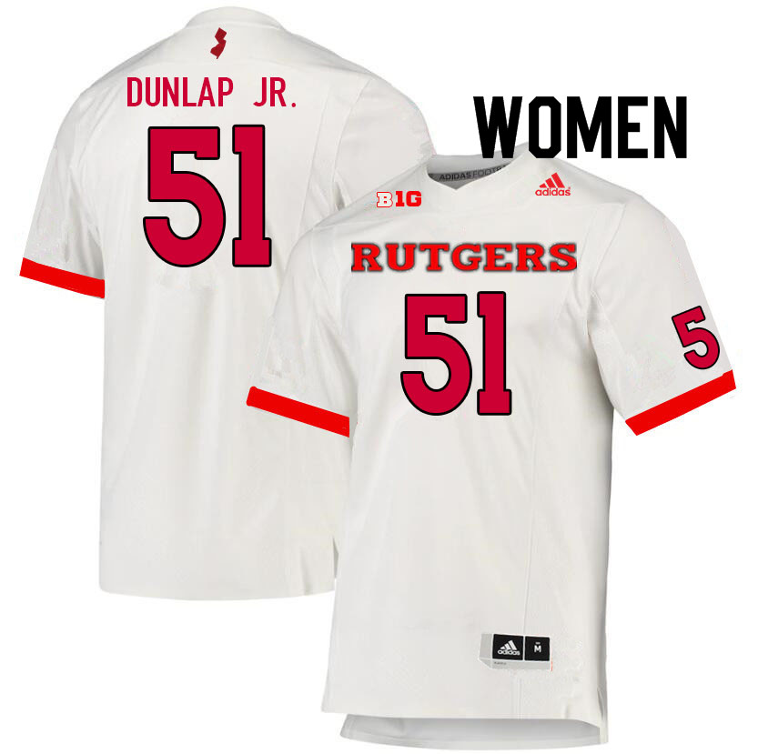 Women #51 Curtis Dunlap Jr. Rutgers Scarlet Knights College Football Jerseys Sale-White - Click Image to Close